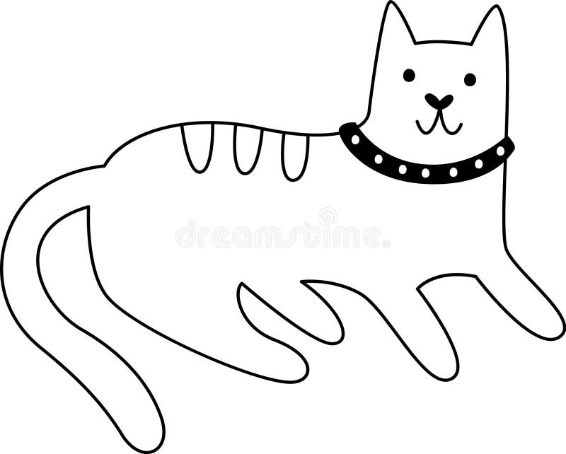 Cat with Collar Outline stock vector. Illustration of bird 302128304
