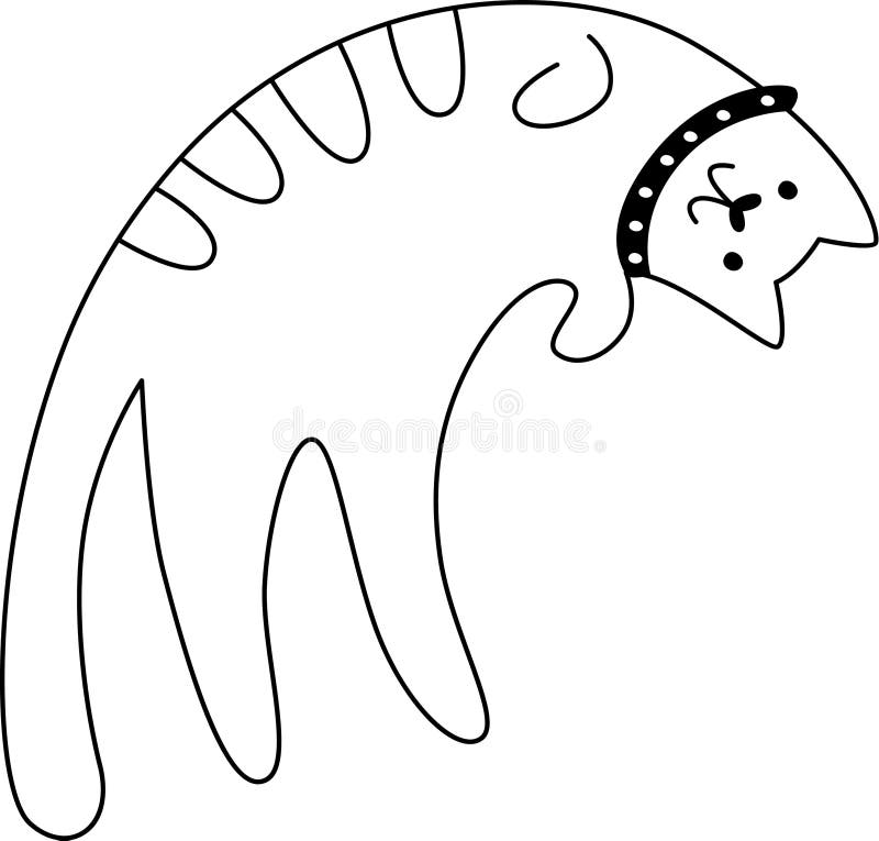Cat with Collar Outline stock vector. Illustration of animal 302128329