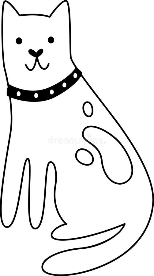 Cat with Collar Outline stock vector. Illustration of kitten 302128370