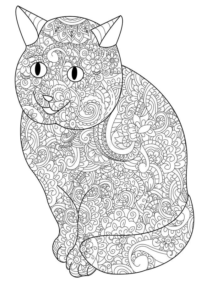 Cat Coloring bokvektor för vuxna människor royaltyfri illustrationer Cat Coloring bokvektor för vuxna människor royaltyfri illustrationer