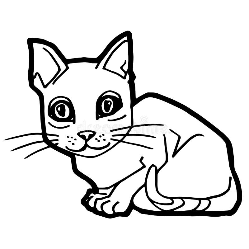 Cat Coloring Page for kid stock vector. Illustration of positivity