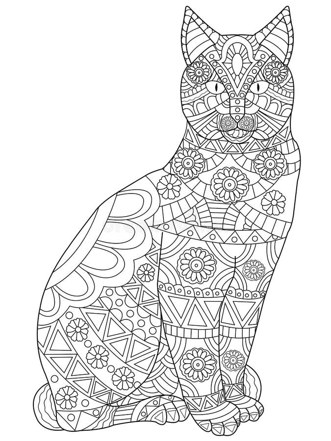 Adult Coloring Page a Cute Isolated Dogal for Relaxing.Zen Art Style ...