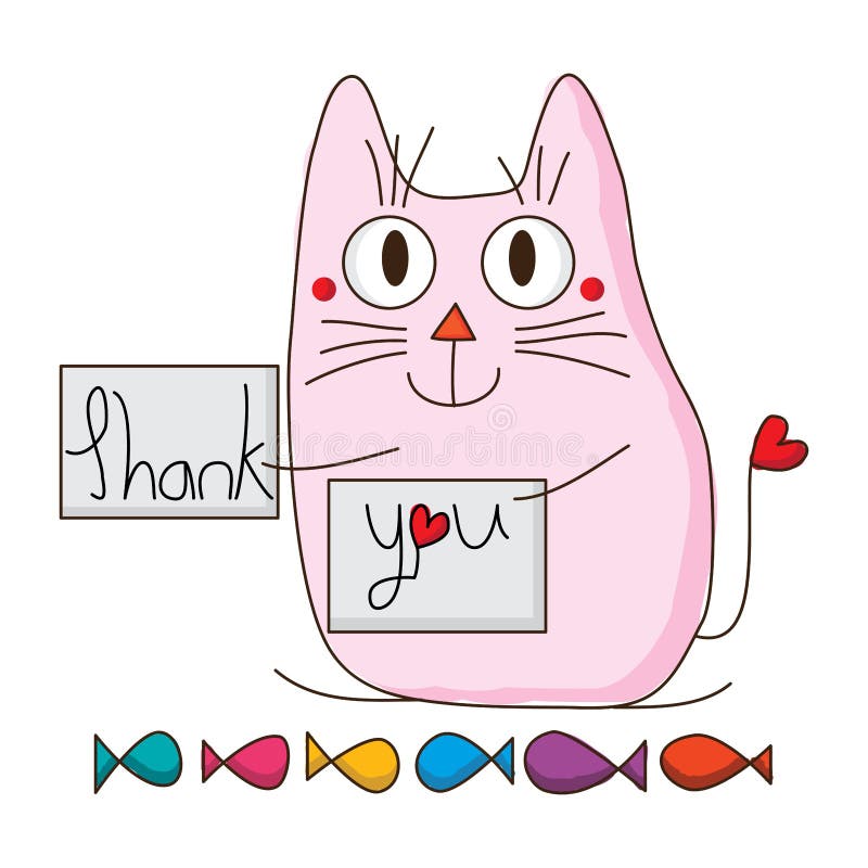 Cat cute hold thank you card
