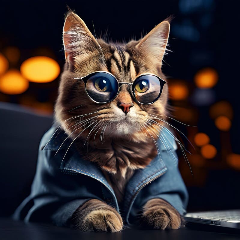 The cat digital strategist developing digital marketing campaig royalty free stock image
