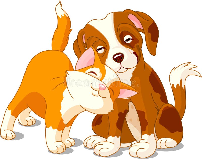 Cat and dog stock vector. Illustration of friend, character 7739100