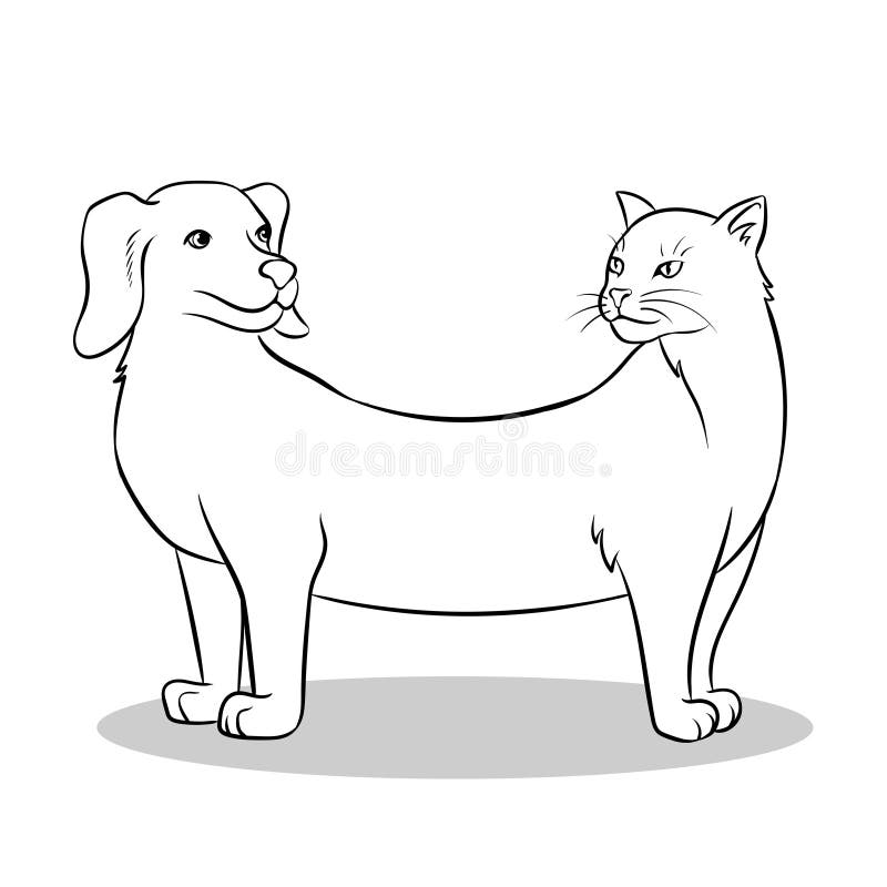 Cats Dogs Illustration Coloring Book Stock Vector (Royalty Free