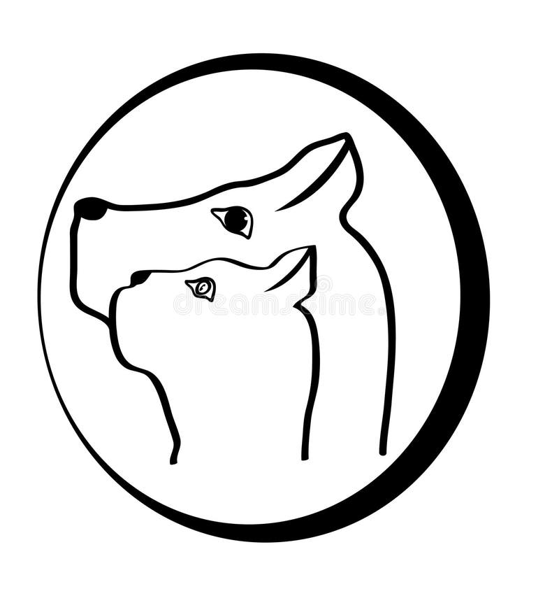 Cat and dog heads logo design