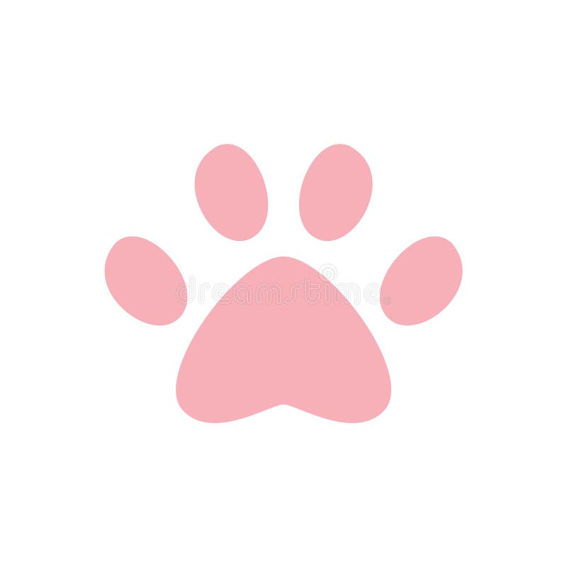 Cat, kitty paw, cute vector illustration, icon or sticker on pink  background. Stock Vector