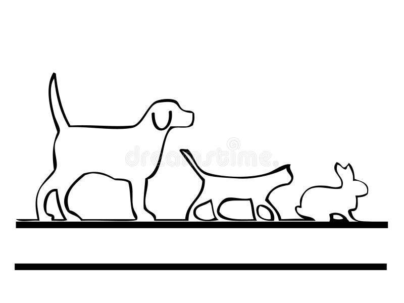 Cat, Dog, Bird and Rabbit Logo Stock Vector Illustration of sketch