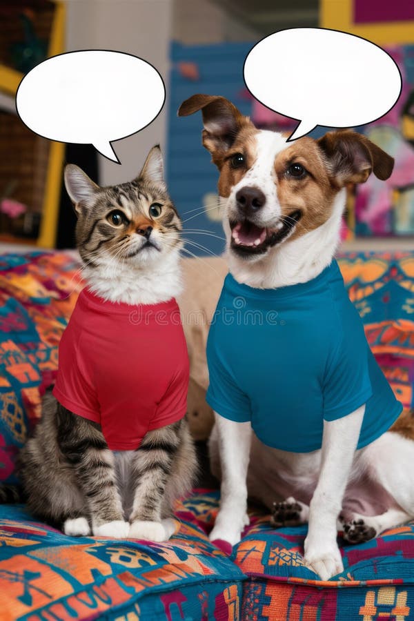 A Cat and Dog Sitting on