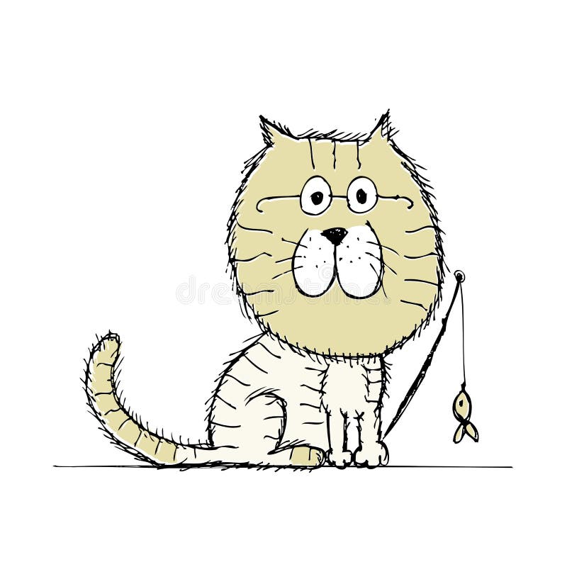 Cat and dogs sketch for your design stock illustration