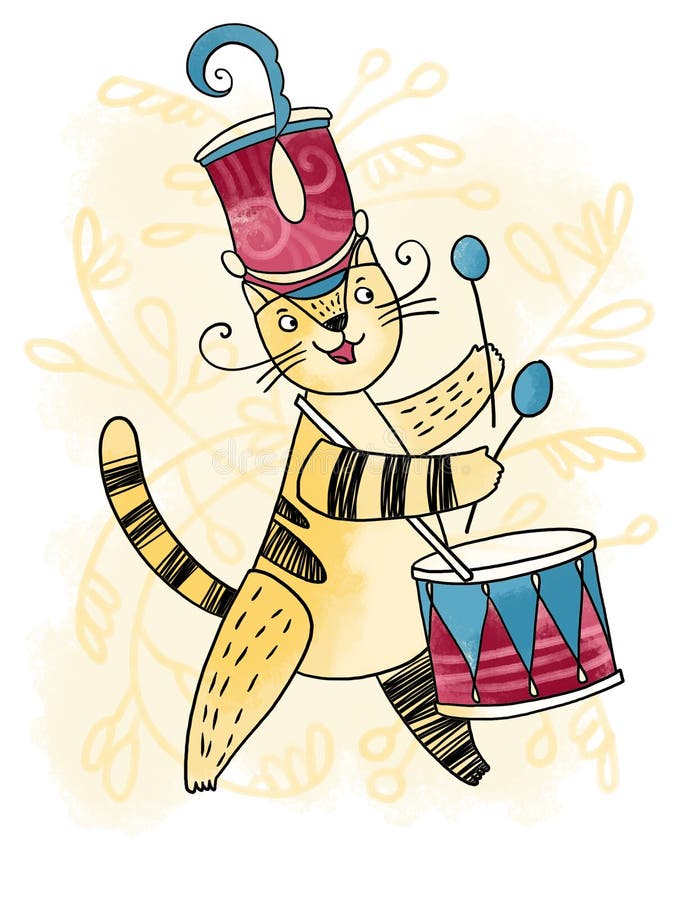 Catdrummer stock illustration. Illustration of character 90052042