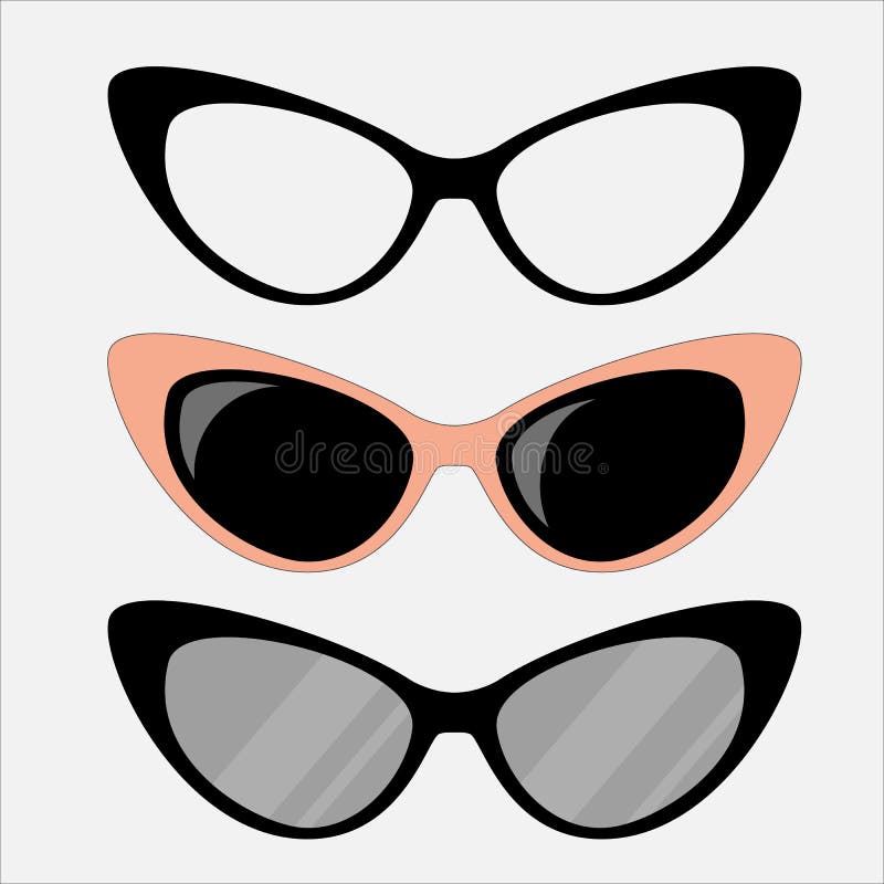 Cat eyes glasses set stock illustration. Illustration of black 73677382