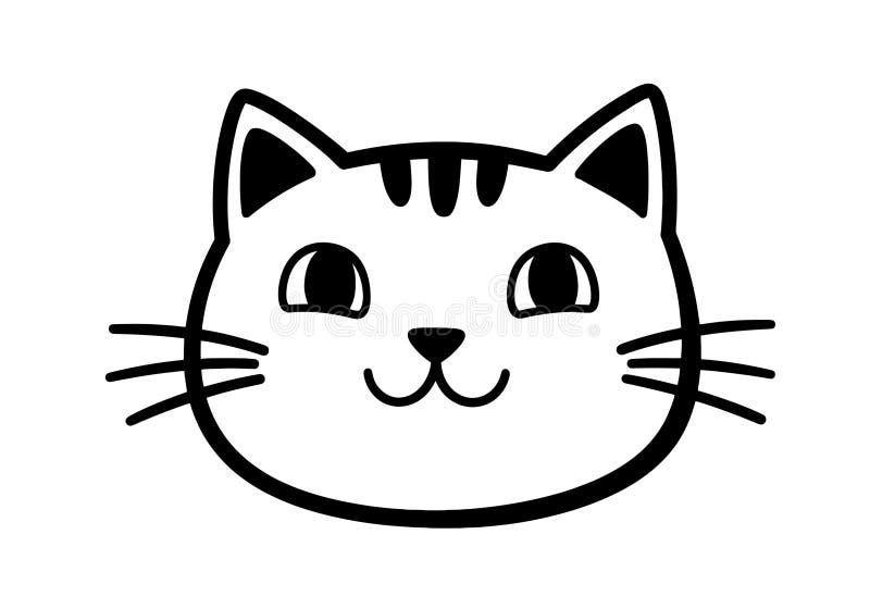 Cat Face Clip Art noir et blanc. illustration de vecteur
