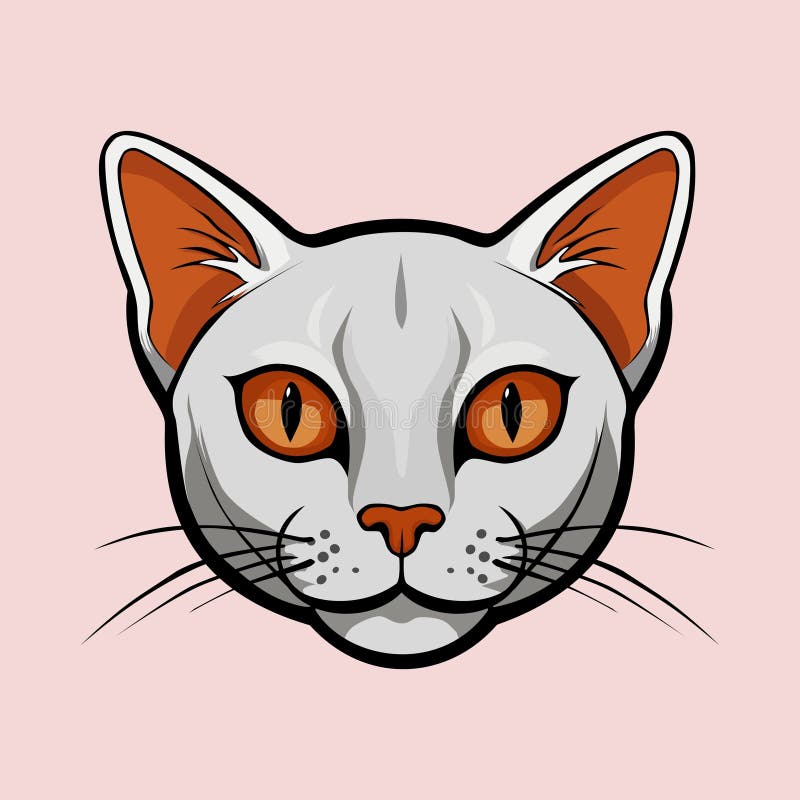 Cat Face Vector Illustration Isolated on White Background. Stock Vector