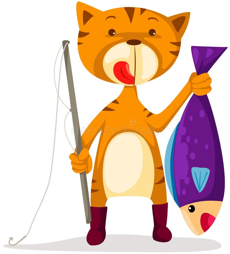 Fishing Cat Funny Cartoon Stock Illustrations 680 Fishing Cat Funny
