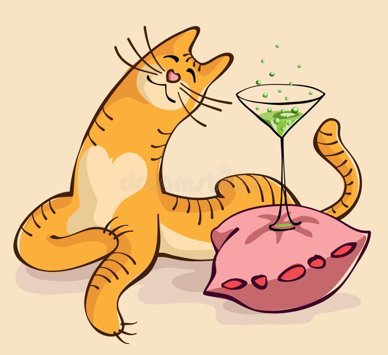 Cat with a glass