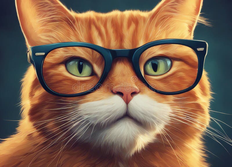 Cat top round glasses
