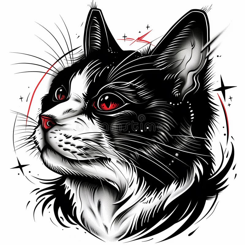 Cat Head Tattoo Design, Traditional Old School Style, Black Tattoo ...