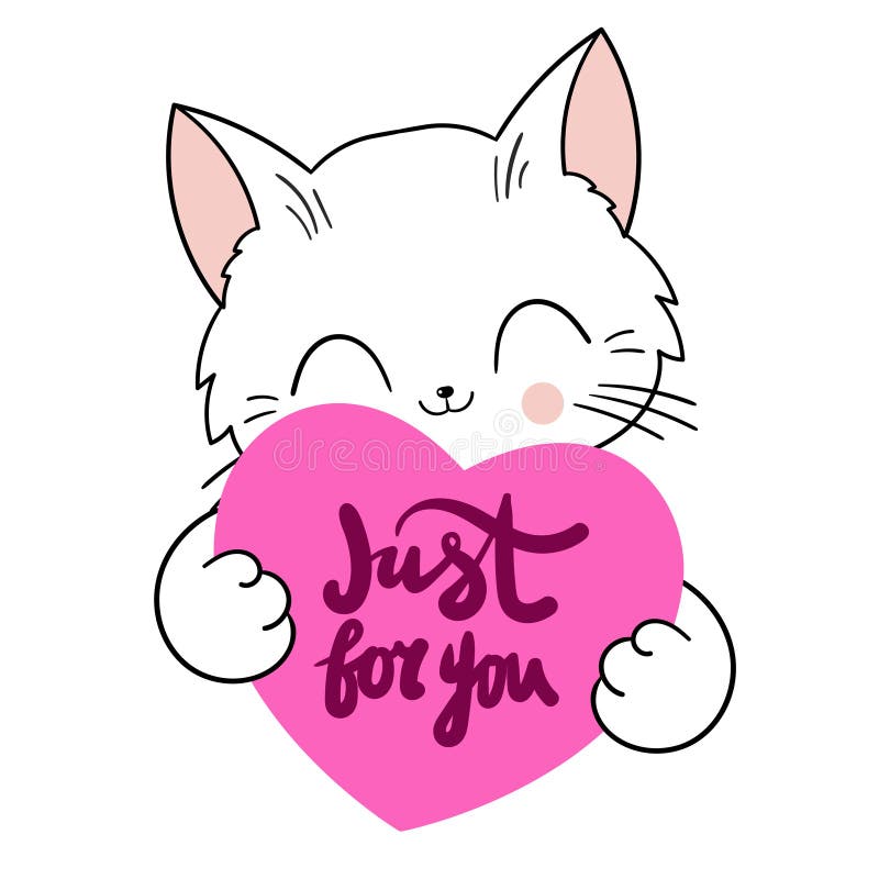 A Cat with a Heart. Sweet Valentine. Vector Illustration Stock Vector ...