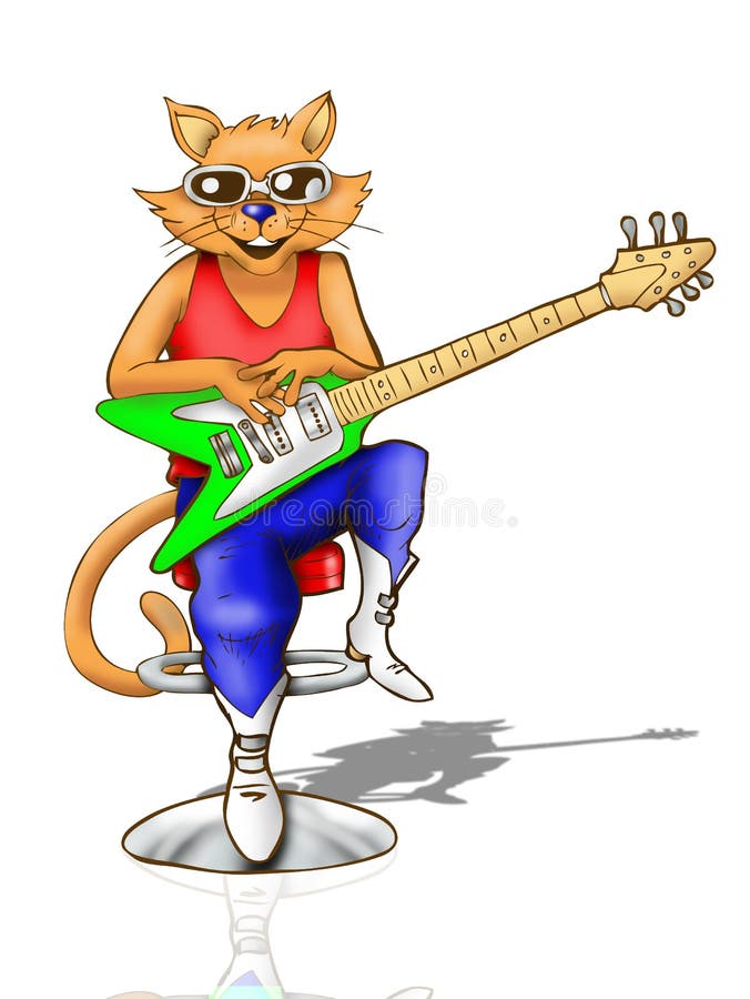 Cat holding an Electric Guitar