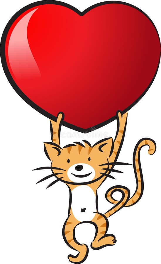 Download Cat holding a heart shape stock illustration. Illustration ...