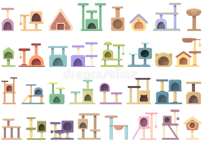 Cat House Tower Icon Cartoon Vector. Pet Post Stock Vector