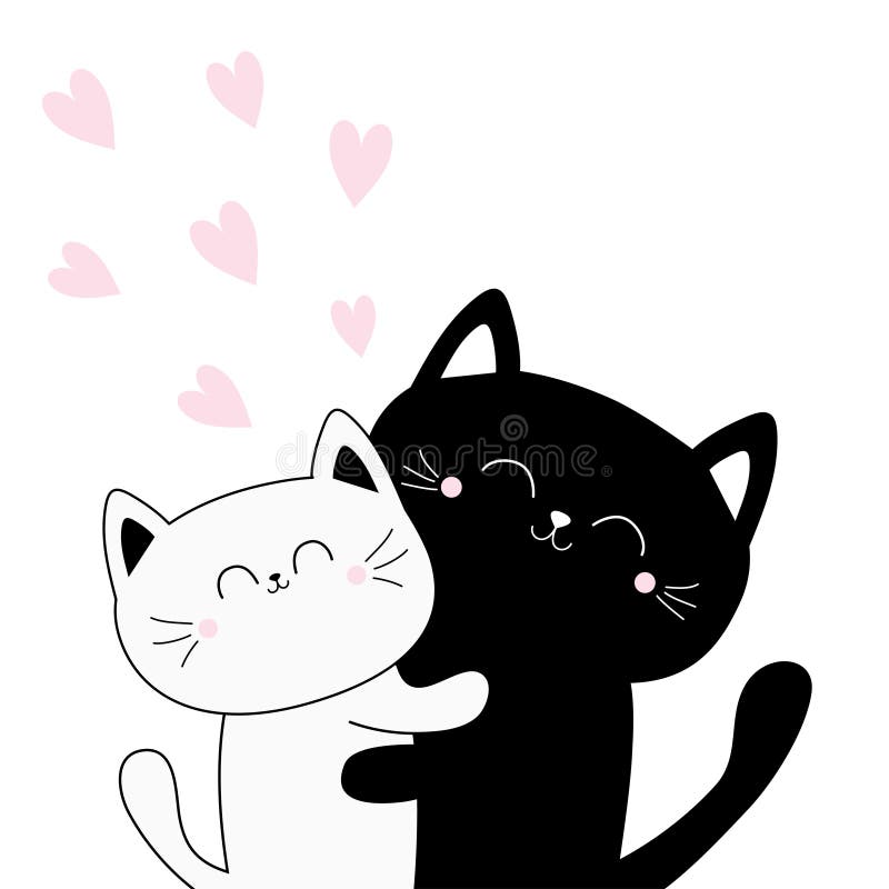 Round Shape Black Cat Icon. Love Family Couple. Boy Girl Cute