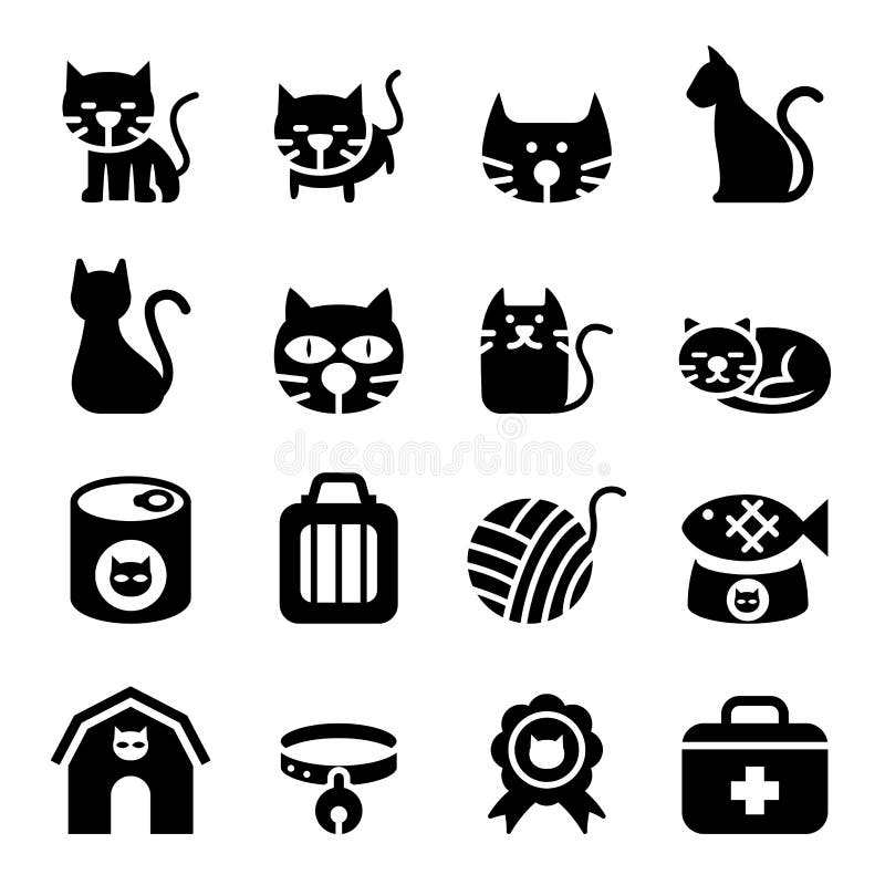 abstract cat icon with heart like animal love symbol, stock vect Stock  Vector