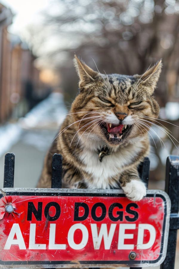 Cat Ignoring No Dogs Allowed Sign Stock Photo Image of city, cute(02)