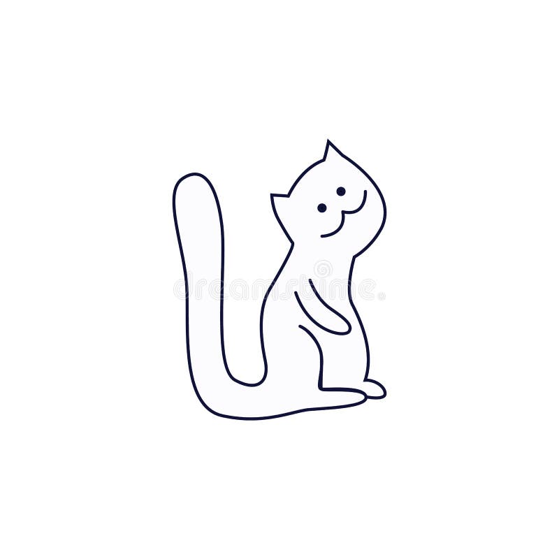 Cat or kitten sits on paws line art vector illustration isolated on background. vector illustration Cat or kitten sits on paws line art vector illustration isolated on background. vector illustration