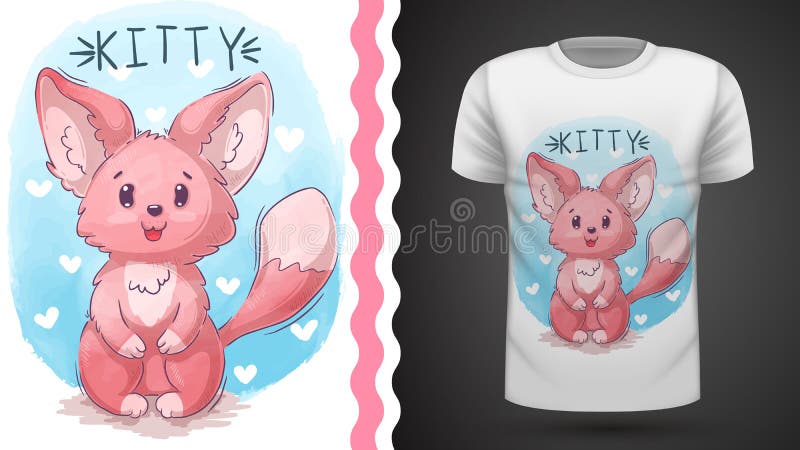 Cat Kitty Fox Idea For Print T Shirt Stock Vector Illustration Of 