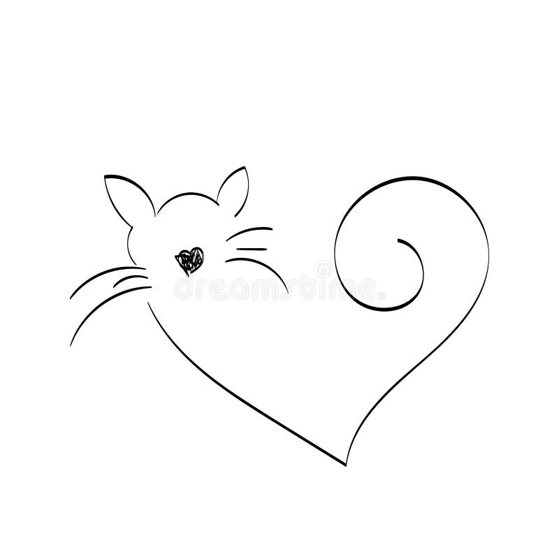 Cat Line Art for Tattoo Design Stock Illustration - Illustration of ...