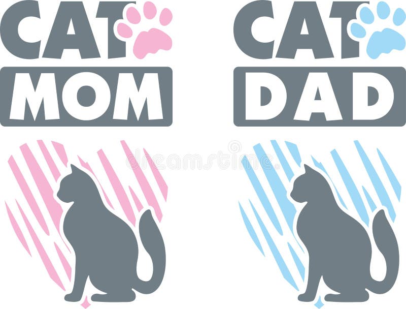 Cat mom and cat dad. Two signs for design