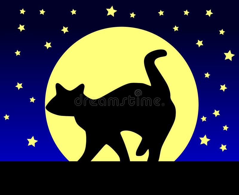 Stylized Cat And Moon Stock Illustration Illustration Of Cartoon