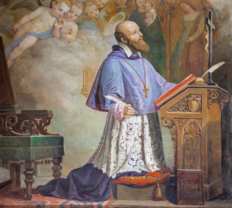 CATÂNIA, ITÁLIA - 8 DE ABRIL DE 2018: A pintura de São Francisco de Sales na igreja Chiesa di San Filipo Neri, 1937