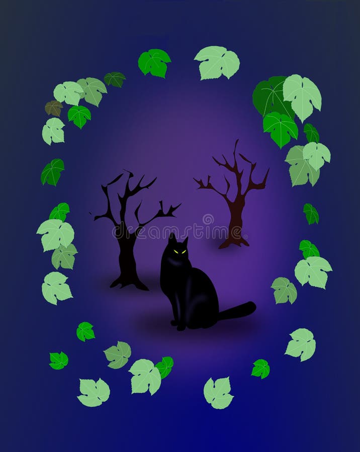 Cat at Night stock illustration. Illustration of mysterious 89928999