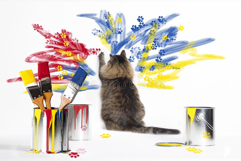 Cat Painting Wall stockfotografie