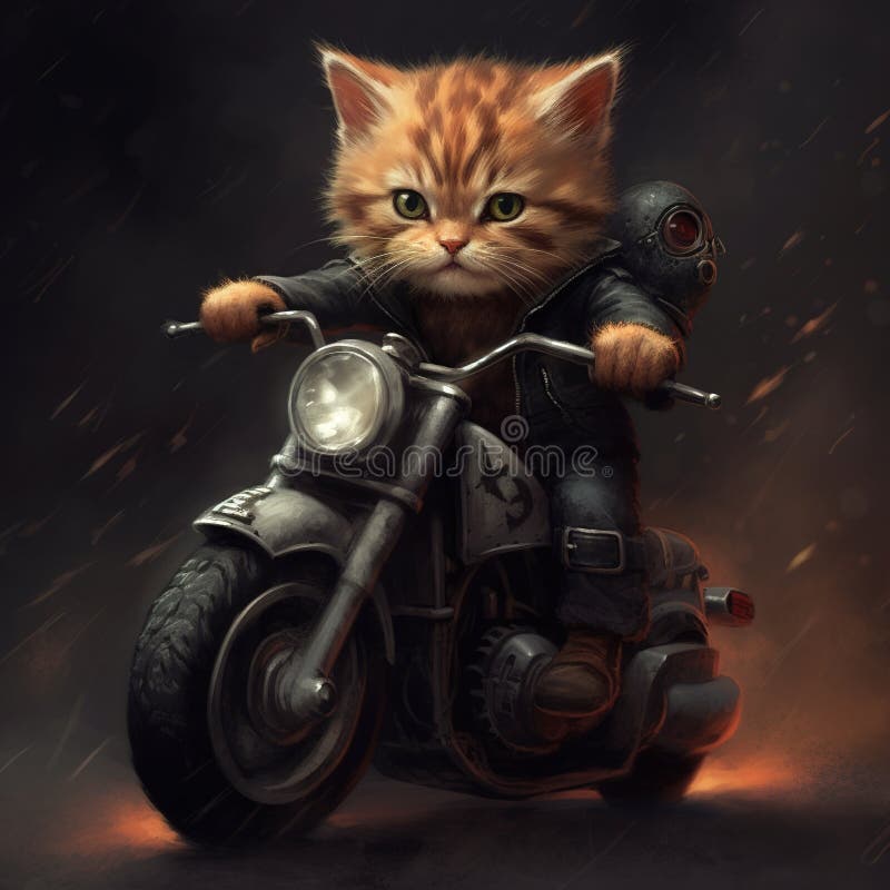 Cartoon Cat Riding Motorcycle Stock Illustrations – 164 Cartoon Cat ...