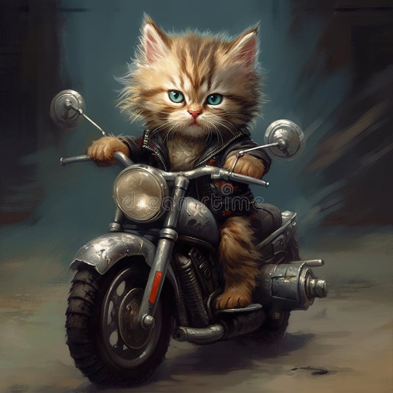 Cartoon Cat Riding Motorcycle Stock Illustrations – 164 Cartoon Cat ...