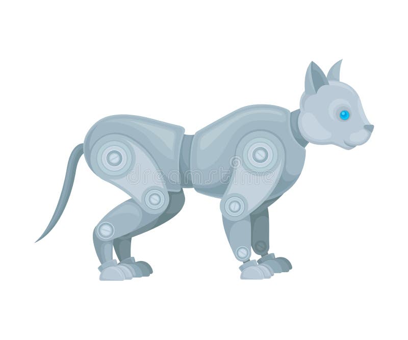 Cat is a robot. Side view. Vector illustration on a white background. royalty free illustration