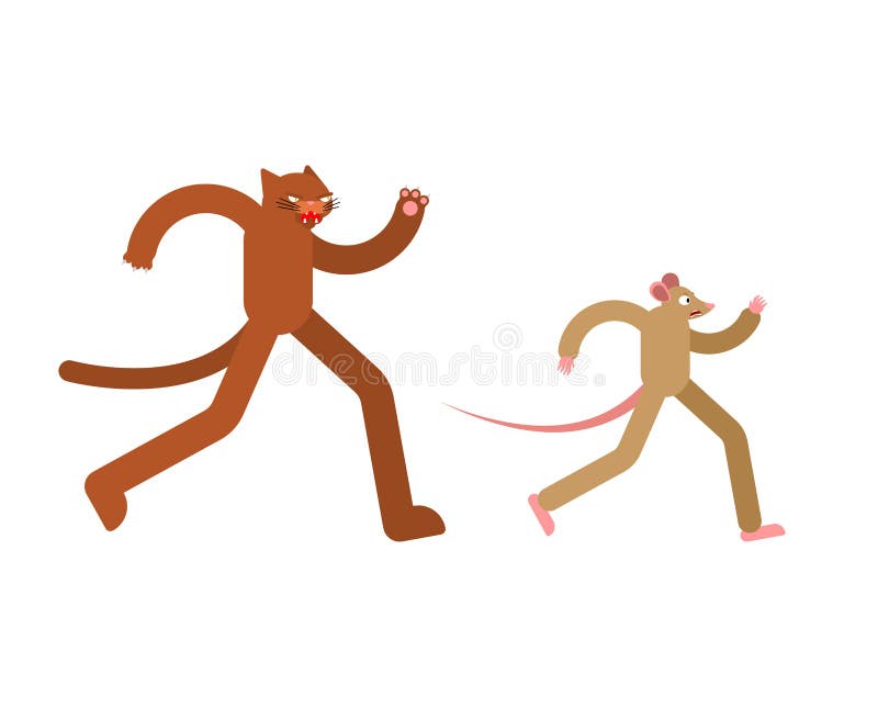 Cat Runing To Mouse. Cat is Chasing Rats Stock Vector Illustration of nature, happy 259945277
