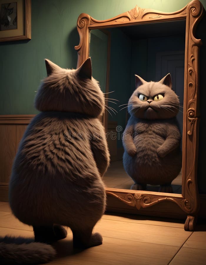 Cat&#x27;s Stern Reflection AI Generative stock photos