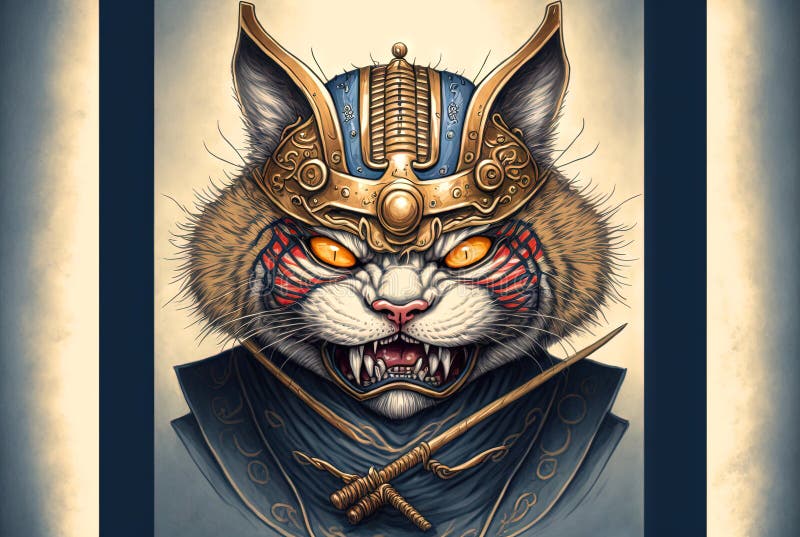 Cat warrior icon brand identity Royalty Free Vector Image