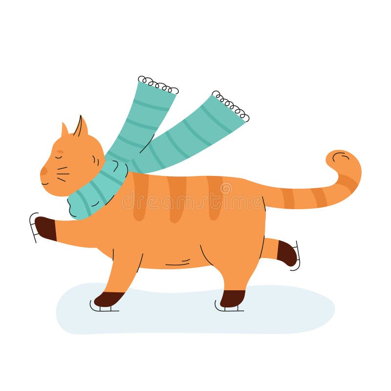 A cartoon illustration of a cat ice skating Stock Vector Image & Art - Alamy