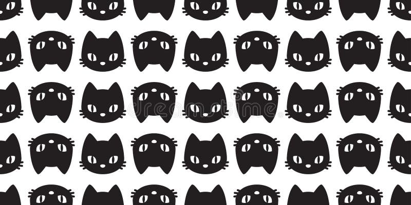 Cat Seamless Pattern Kitten Head Halloween Isolated Wallpaper Cartoon  Background Stock Illustration - Illustration of cute, sketch: 125469927