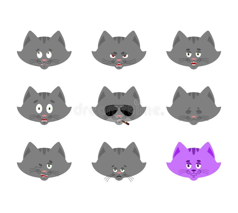 Isolated Cute Angry Cat Emoji Stock Vector - Illustration of emoticon,  avatar: 225027930