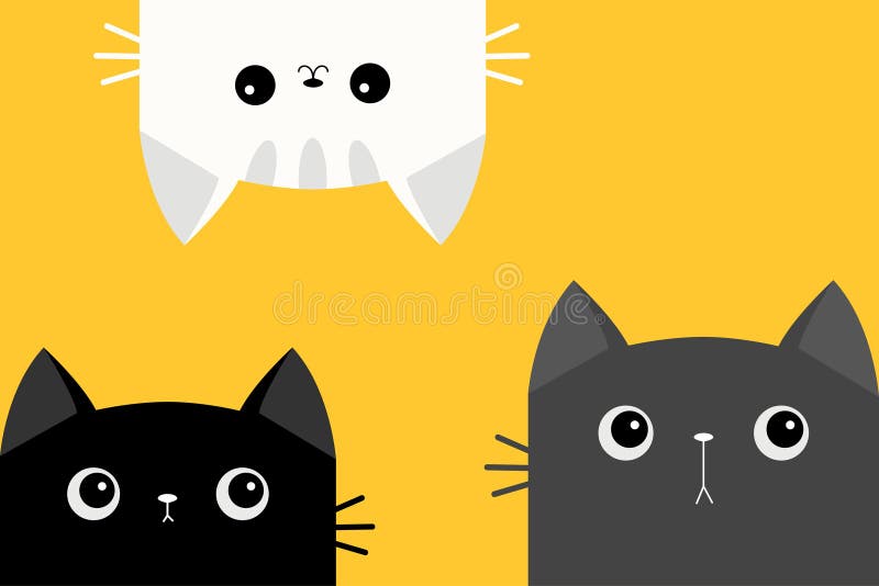 Cute Cat Icon Gray Kitten Face Head Silhouette Funny Kawaii