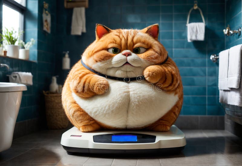 https://thumbs.dreamstime.com/b/cat-sits-bathroom-scales-room-generative-ai-293005090.jpg