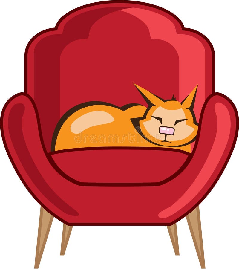Cat sleeping in armchair stock vector. Illustration of kitty 62494375